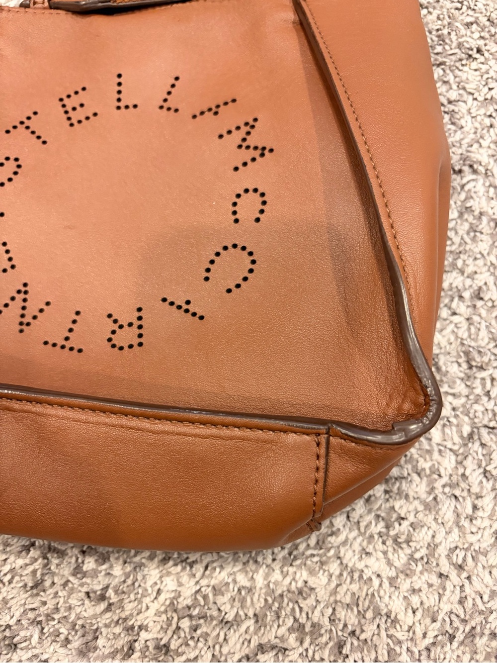 Stella McCartney Brown Faux-Leather Crossbody with Branded Jacquard Strap - Picture 4 of 14